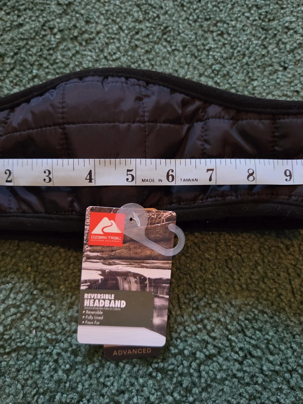 NWT Ozark Trail Black Quilted Reversible Headband